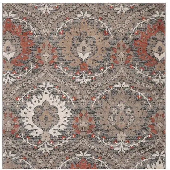 Rust Brown And Gray Floral Area Rug Photo 5