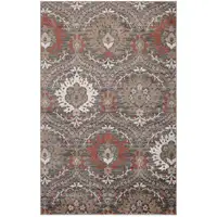 Photo of Rust Floral Stain Resistant Area Rug