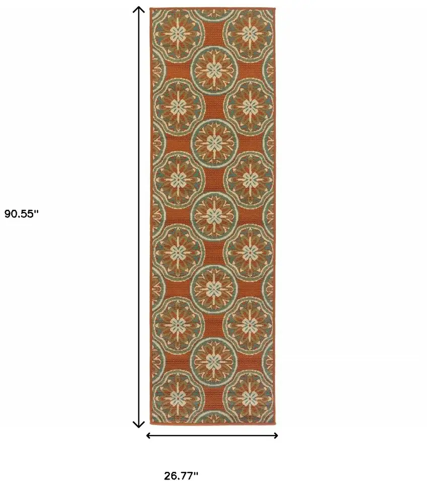 Brown and Ivory Floral Stain Resistant Indoor Outdoor Area Rug Photo 6