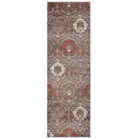 Photo of Rust Floral Stain Resistant Runner Rug