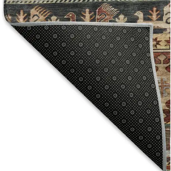 Rust Gold And Blue Medallion Washable Area Rug With UV Protection Photo 6