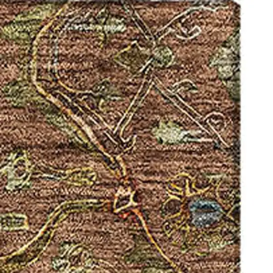 Rust Gold And Blue Oriental Washable Area Rug With UV Protection Photo 2