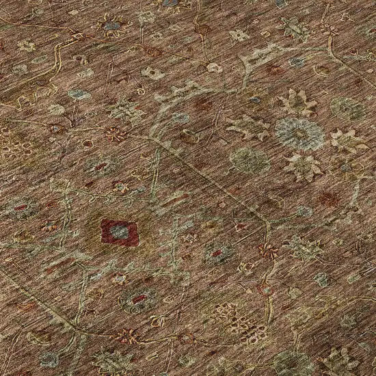 Rust Gold And Blue Oriental Washable Area Rug With UV Protection Photo 8