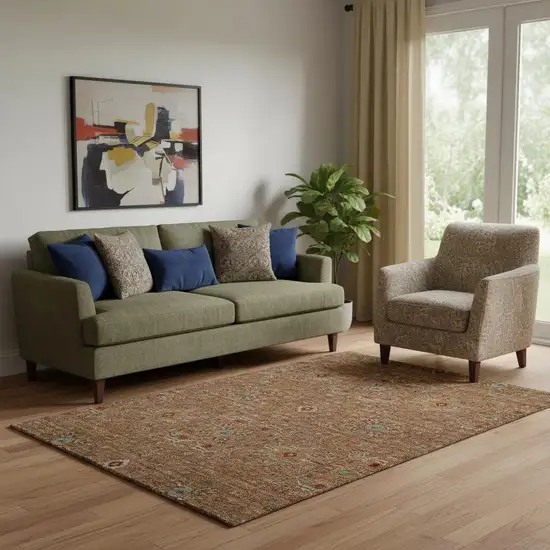 Rust Gold And Blue Oriental Washable Area Rug With UV Protection Photo 2