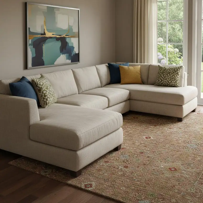 Rust Gold And Blue Oriental Washable Area Rug With UV Protection Photo 2