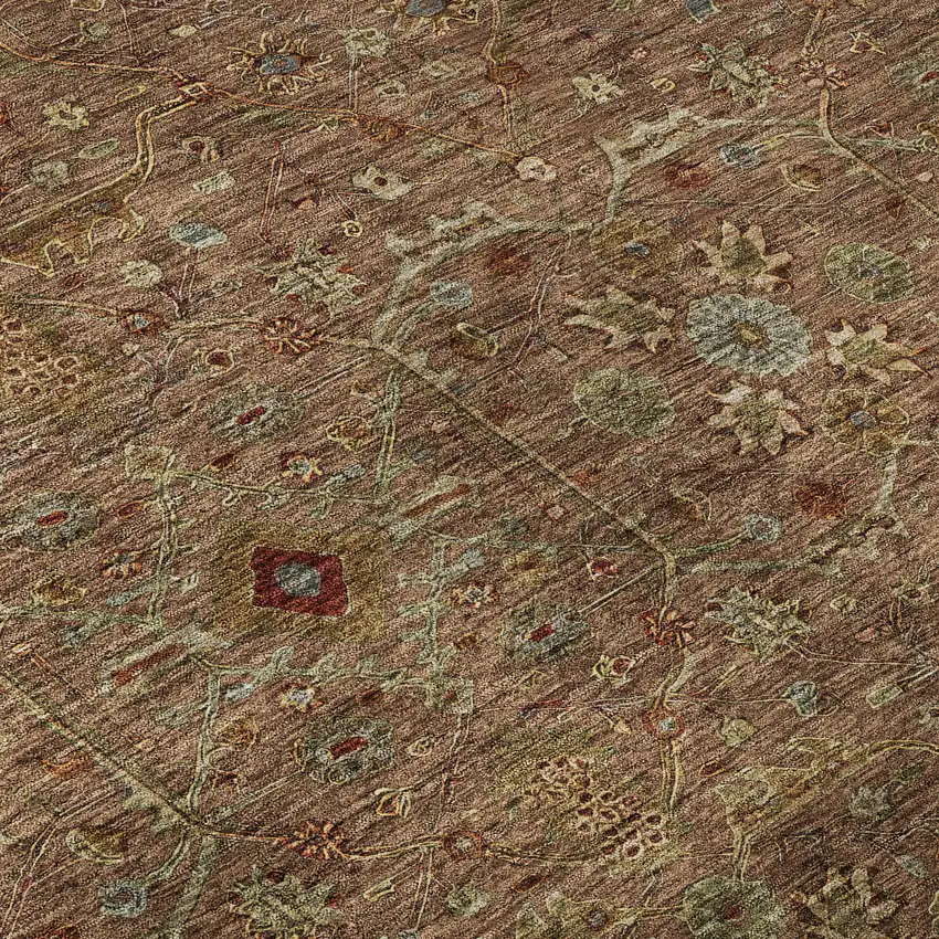 Rust Gold And Blue Oriental Washable Area Rug With UV Protection Photo 9