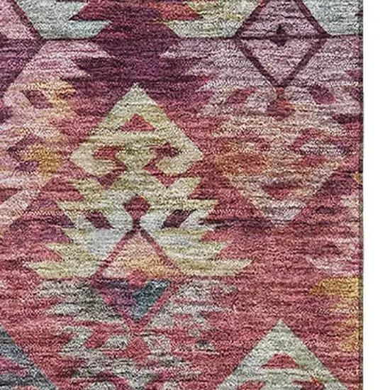 Rust Gold And Gray Ikat Washable Area Rug With UV Protection Photo 2