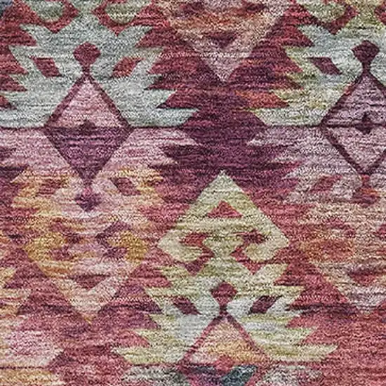 Rust Gold And Gray Ikat Washable Area Rug With UV Protection Photo 3