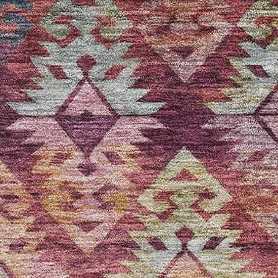 Rust Gold And Gray Ikat Washable Area Rug With UV Protection Photo 2