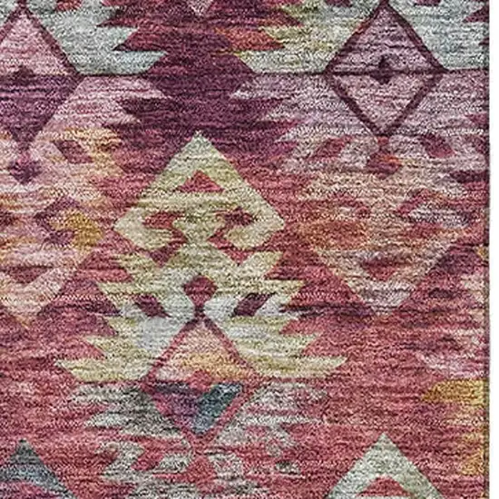 Rust Gold And Gray Ikat Washable Area Rug With UV Protection Photo 3