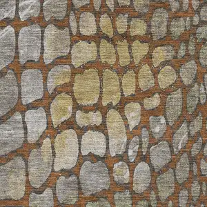 Photo of Rust Gold And Green Abstract Geometric Washable Area Rug With UV Protection
