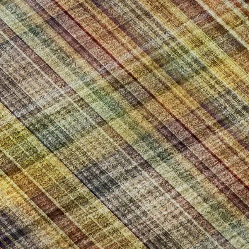 Rust Gold And Green Plaid Washable Area Rug With UV Protection Photo 8