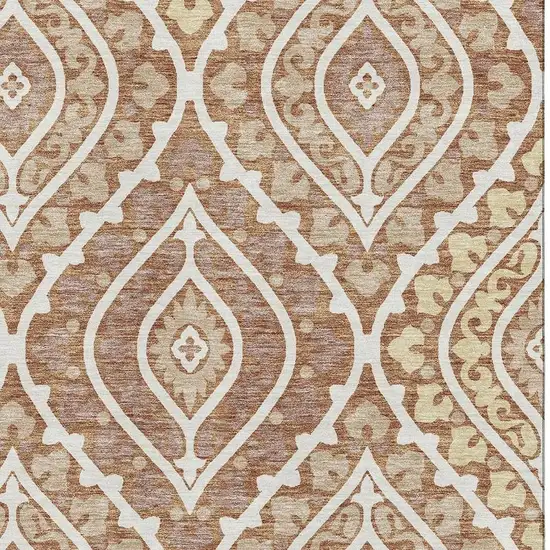 Rust Gold And Ivory Diamond Washable Area Rug With UV Protection Photo 3