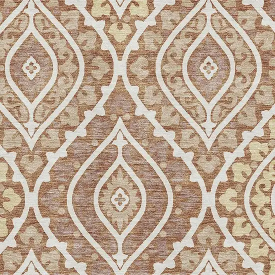 Rust Gold And Ivory Diamond Washable Area Rug With UV Protection Photo 3