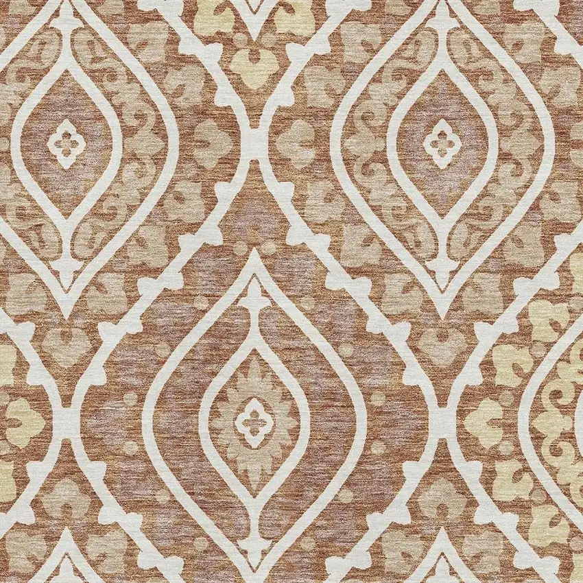 Rust Gold And Ivory Diamond Washable Area Rug With UV Protection Photo 3