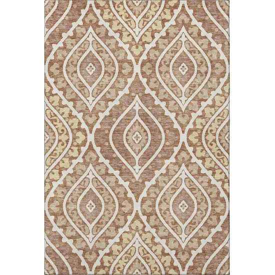 Rust Gold And Ivory Diamond Washable Area Rug With UV Protection Photo 4