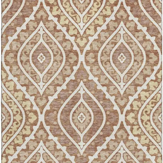Rust Gold And Ivory Diamond Washable Area Rug With UV Protection Photo 3