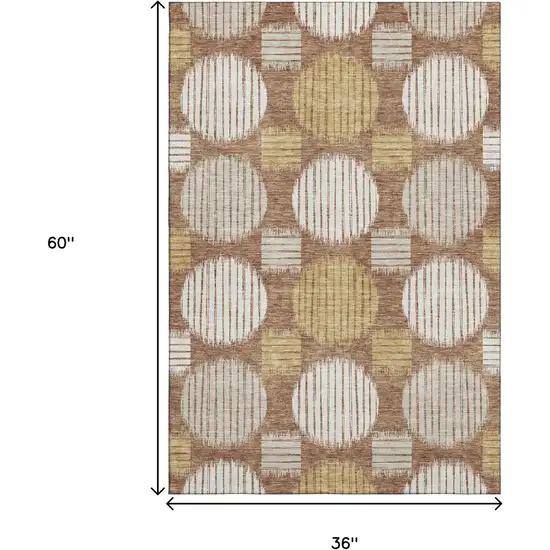 Rust Gold And Ivory Geometric Washable Area Rug With UV Protection Photo 3