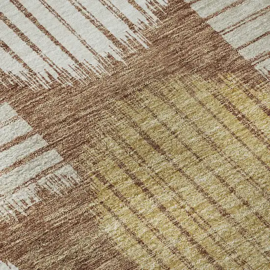 Rust Gold And Ivory Geometric Washable Area Rug With UV Protection Photo 9