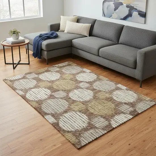 Rust Gold And Ivory Geometric Washable Area Rug With UV Protection Photo 2