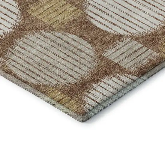 Rust Gold And Ivory Geometric Washable Area Rug With UV Protection Photo 8