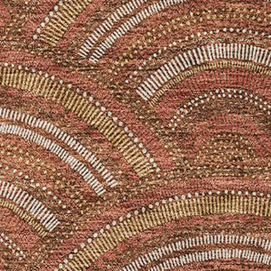 Rust Gold And Ivory Geometric Washable Area Rug With UV Protection Photo 2