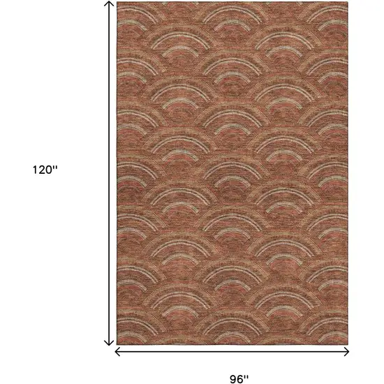Rust Gold And Ivory Geometric Washable Area Rug With UV Protection Photo 7