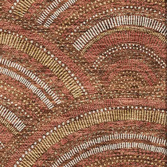 Rust Gold And Ivory Geometric Washable Area Rug With UV Protection Photo 2