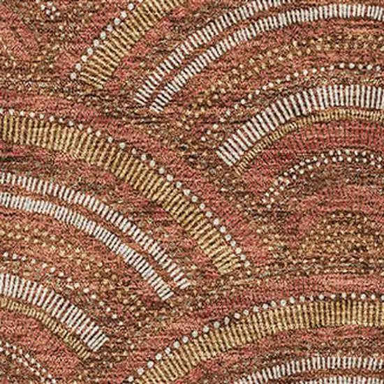Rust Gold And Ivory Geometric Washable Area Rug With UV Protection Photo 2
