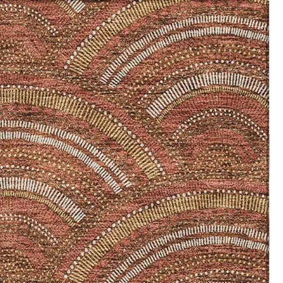 Rust Gold And Ivory Geometric Washable Area Rug With UV Protection Photo 3