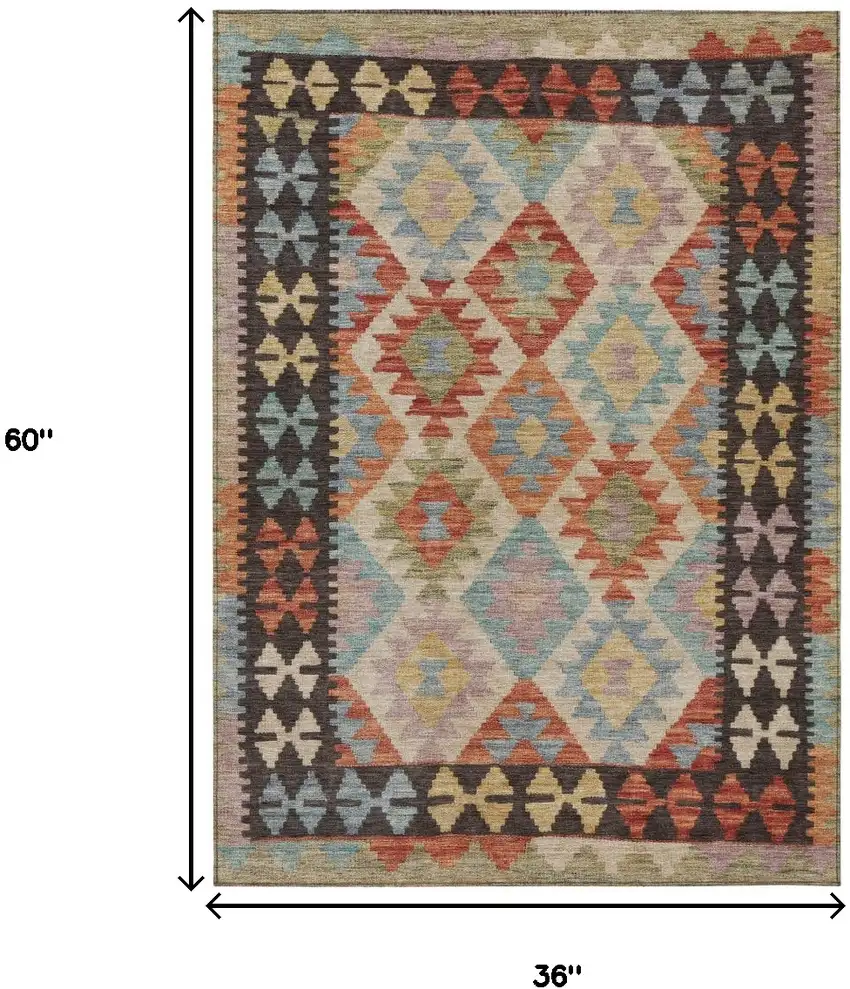 Rust Gold And Orange Tribal Washable Indoor Outdoor Area Rug Photo 9