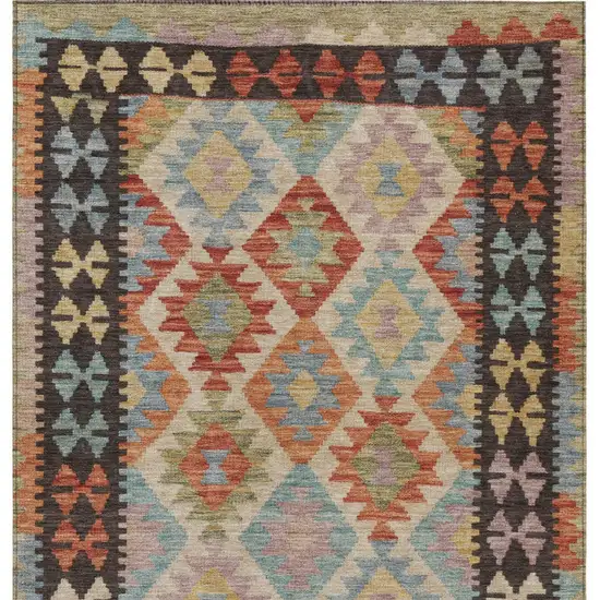 Rust Gold And Orange Tribal Washable Indoor Outdoor Area Rug Photo 7