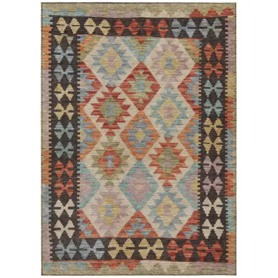 Rust Gold And Orange Tribal Washable Indoor Outdoor Area Rug Photo 1