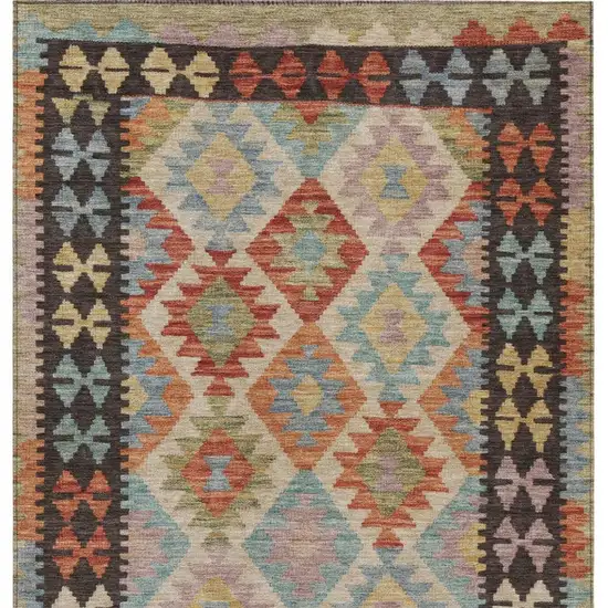 Rust Gold And Orange Tribal Washable Indoor Outdoor Area Rug Photo 4