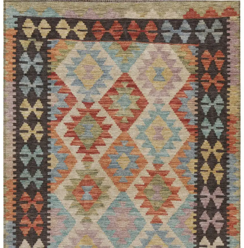 Rust Gold And Orange Tribal Washable Indoor Outdoor Area Rug Photo 8