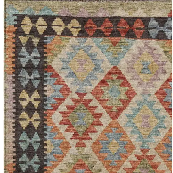 Rust Gold And Orange Tribal Washable Indoor Outdoor Area Rug Photo 3