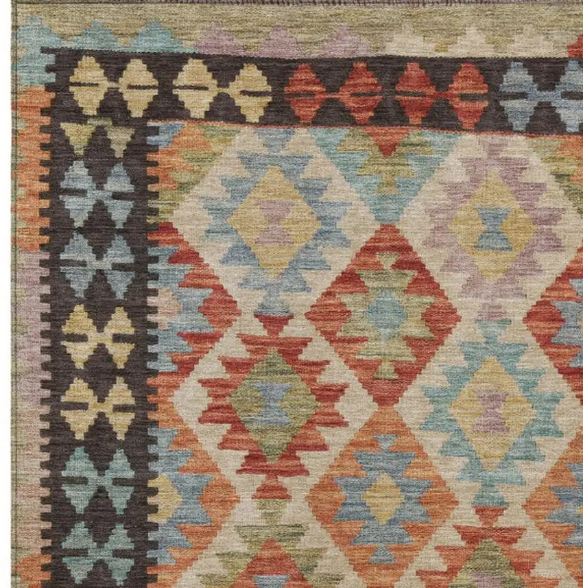 Rust Gold And Orange Tribal Washable Indoor Outdoor Area Rug Photo 3