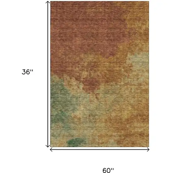 Rust Gold And Teal Abstract Washable Area Rug With UV Protection Photo 8