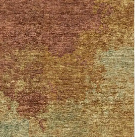 Rust Gold And Teal Abstract Washable Area Rug With UV Protection Photo 3