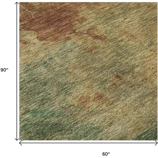 Rust Gold And Teal Abstract Washable Area Rug With UV Protection Photo 9