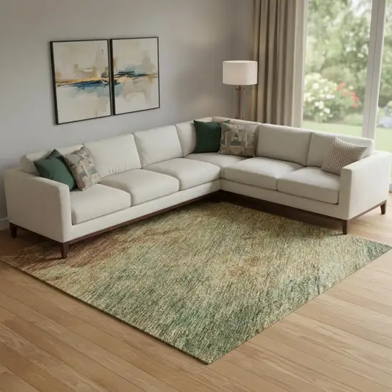 Rust Gold And Teal Abstract Washable Area Rug With UV Protection Photo 2