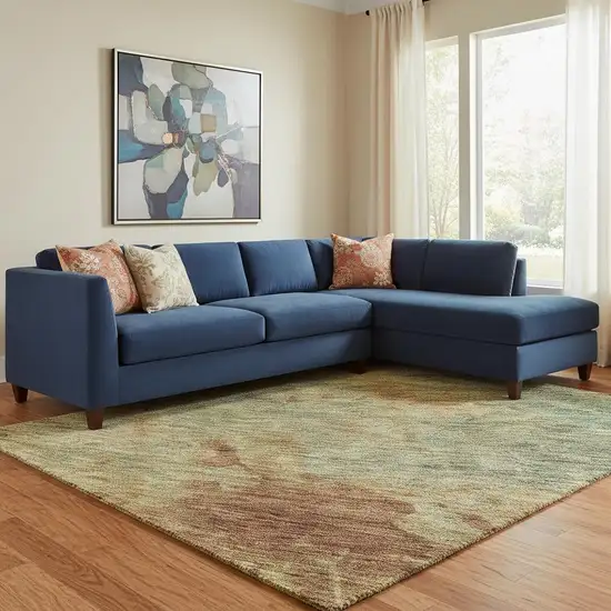 Rust Gold And Teal Abstract Washable Area Rug With UV Protection Photo 2