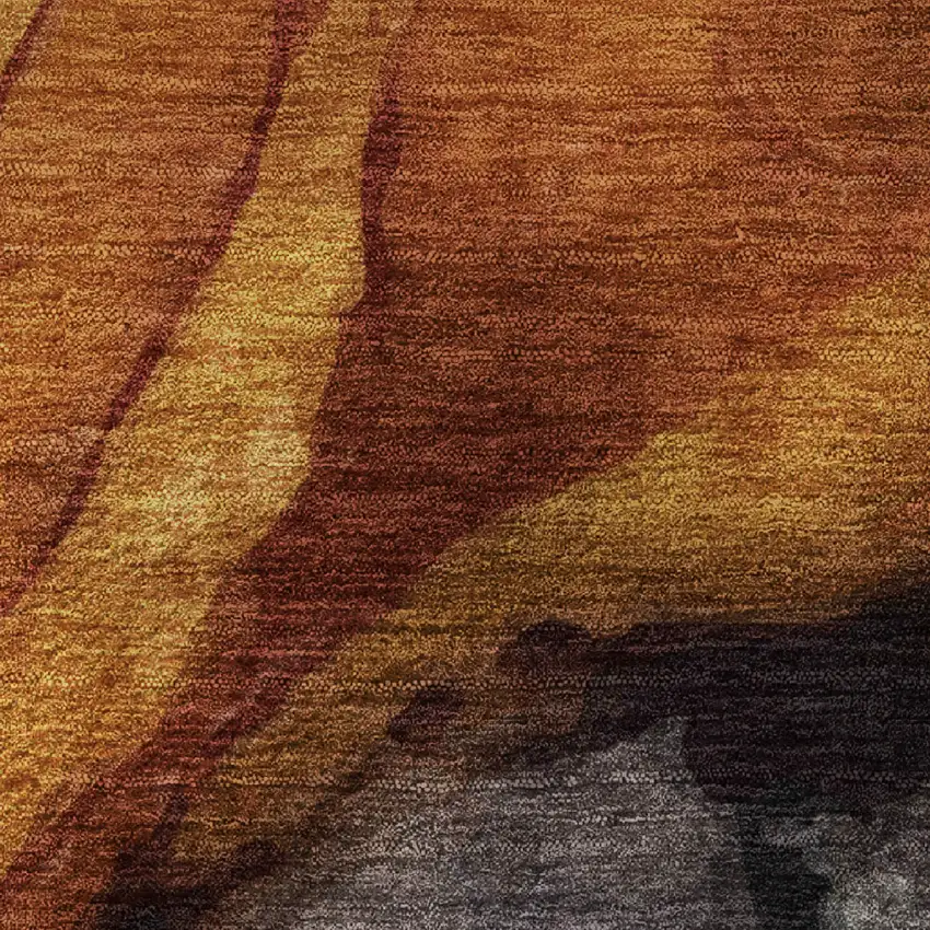 Rust Gray And Beige Abstract Washable Area Rug With UV Protection Photo 7