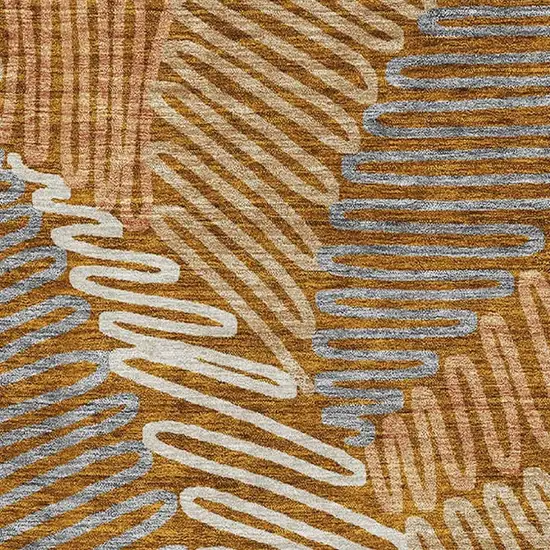 Rust Gray And Beige Floral Washable Area Rug With UV Protection Photo 4