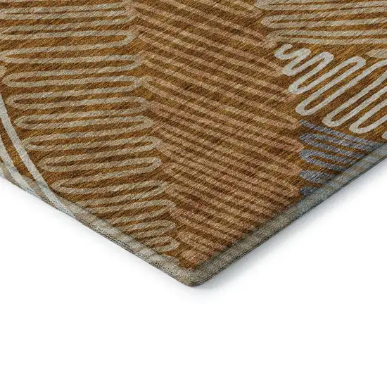 Rust Gray And Beige Floral Washable Area Rug With UV Protection Photo 7