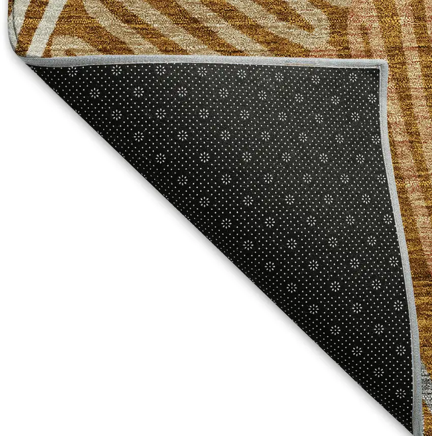 Rust Gray And Beige Floral Washable Area Rug With UV Protection Photo 6