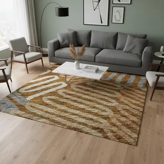 Rust Gray And Beige Floral Washable Area Rug With UV Protection Photo 2