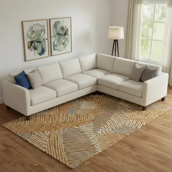 Rust Gray And Beige Floral Washable Area Rug With UV Protection Photo 1