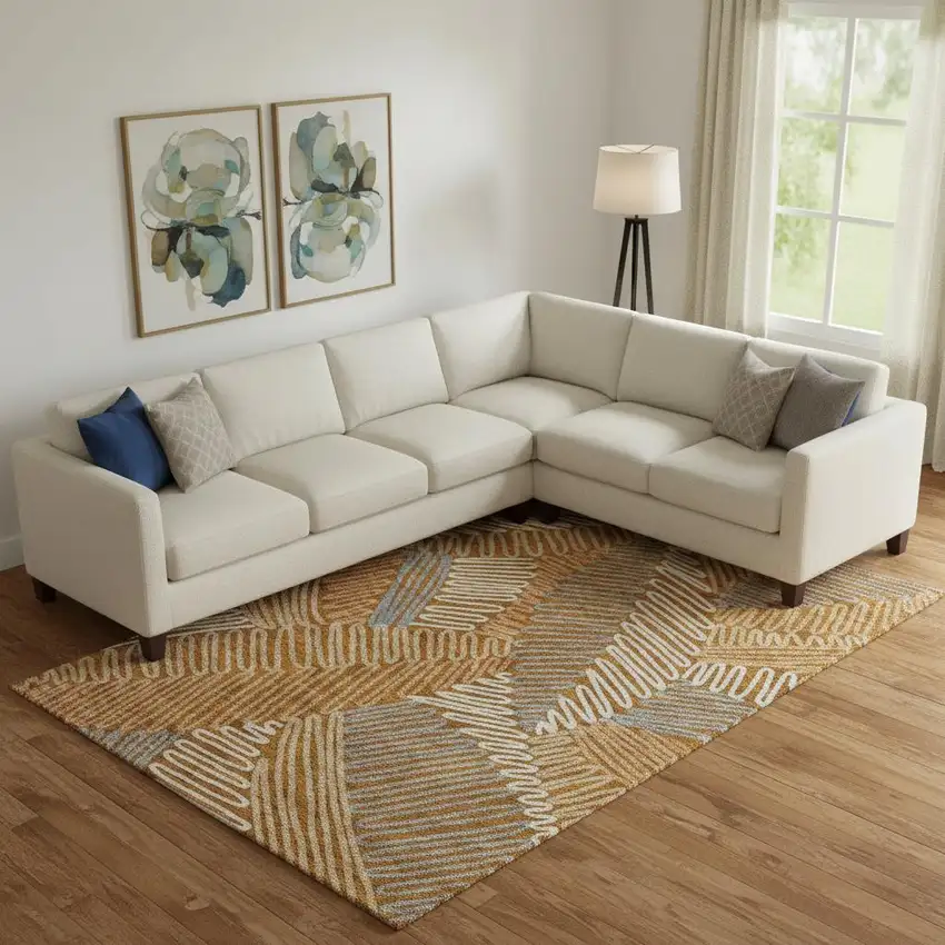 Rust Gray And Beige Floral Washable Area Rug With UV Protection Photo 1