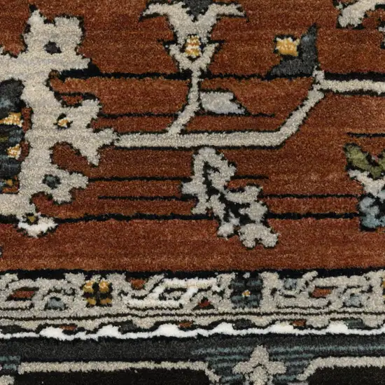 Rust Gray And Beige Oriental Area Rug With Fringe Photo 8